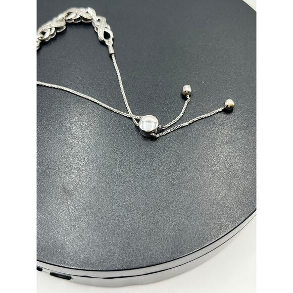 Zales Sterling Silver 925 Infinity Link Diamond Accent Adjustable Bolo Bracelet - Picture 3 of 7